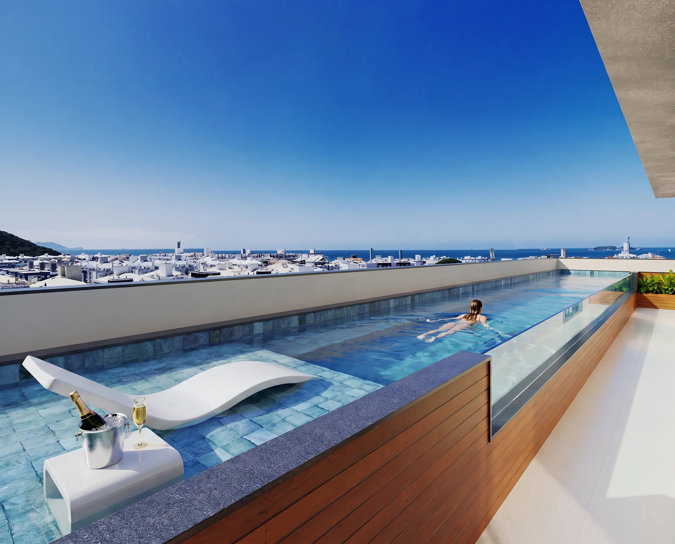 Terraço da cobertura com piscina